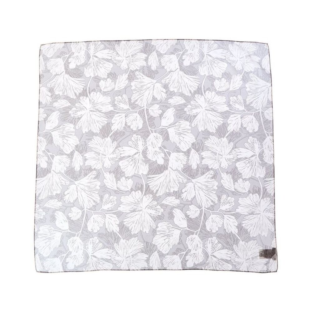 Brunello Cucinelli Floral-Printed Square Silk Scarf, Grey